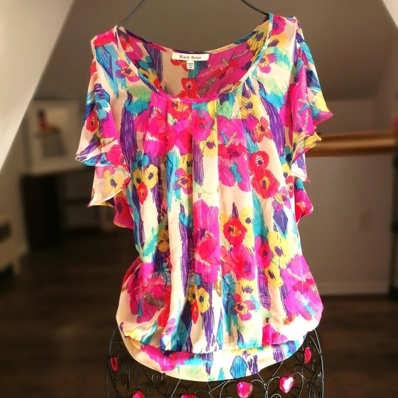 🌲🌲🌲flash sale✨ ❗Black Rainn Nice Colorful blouse size M - Picture 1 of 4